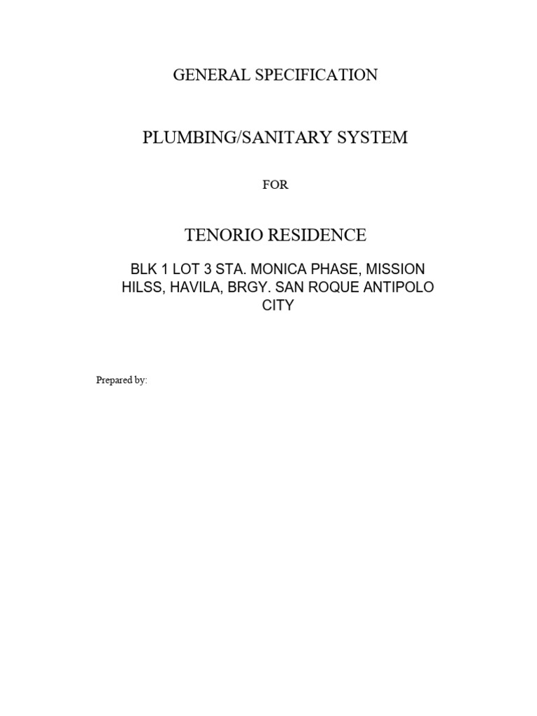 Specification (Plumbing) | PDF | Pump | Pipe (Fluid Conveyance)