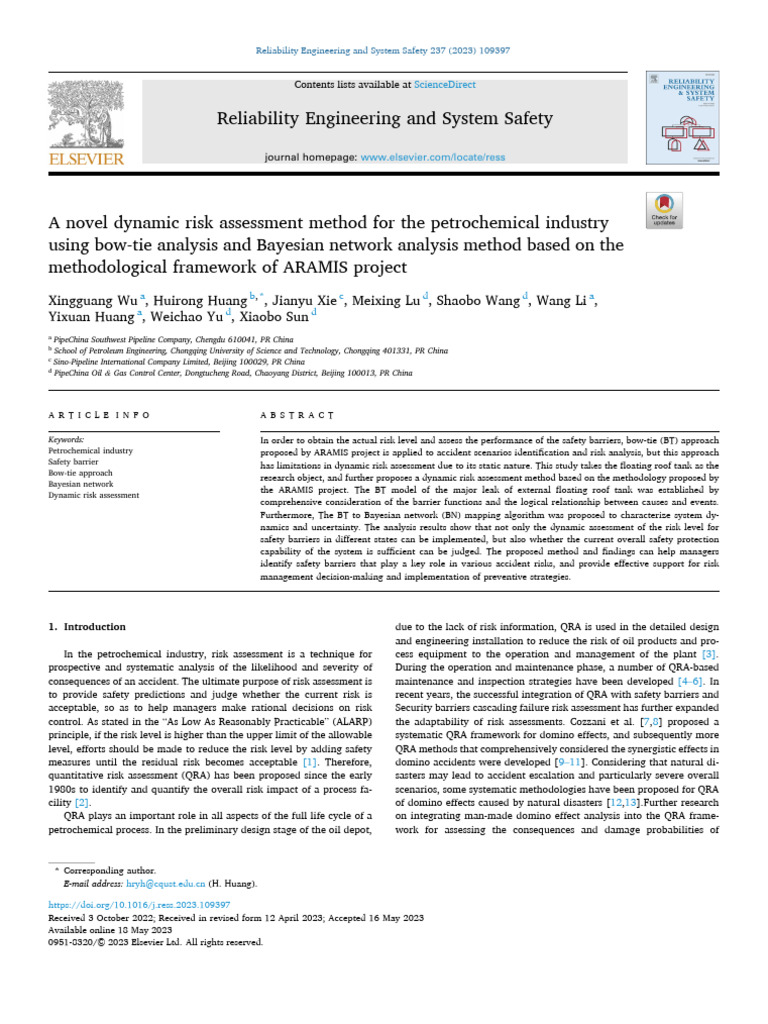 X. Wu Et Al. (2023) A Novel Dynamic Risk Assessment Method For The ...