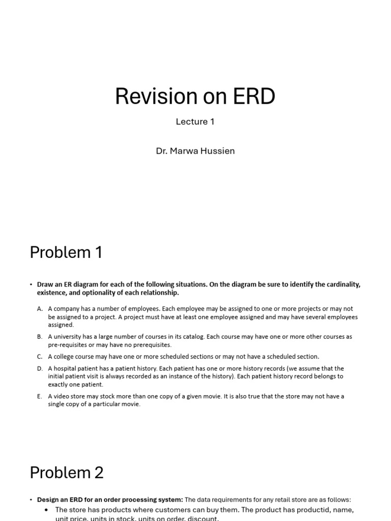 Lec01 - Revision On ERD | PDF | Business