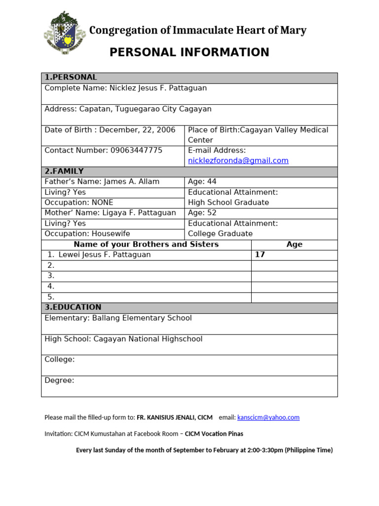 Personal Info | PDF