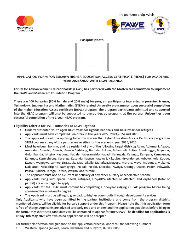 Fawe - Application Form For Heac | PDF | Uganda