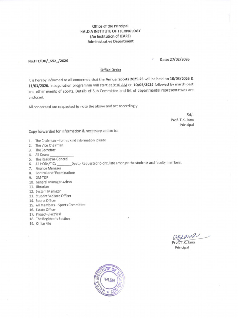 Annual Sports 2025 26 Circular | PDF