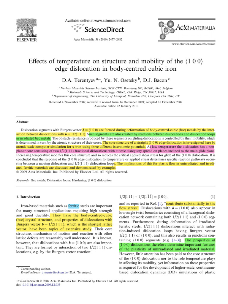Effects of Temperature On Structure and Mobility of The 100 Edge ...