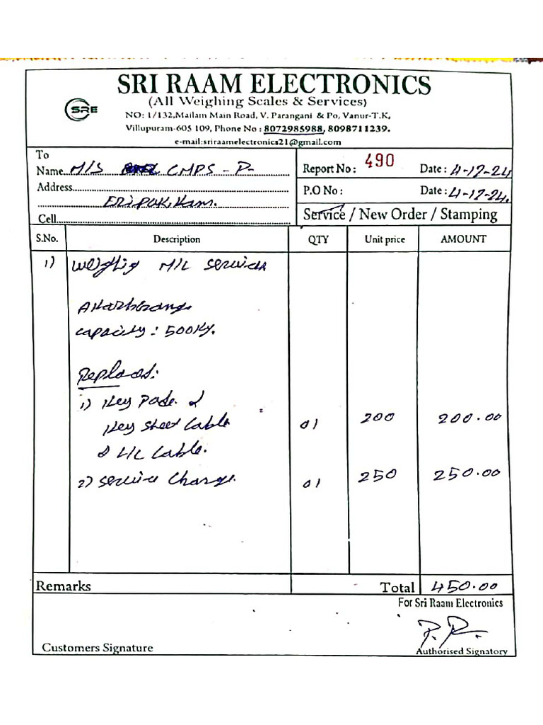 Weighing Scale Bill | PDF