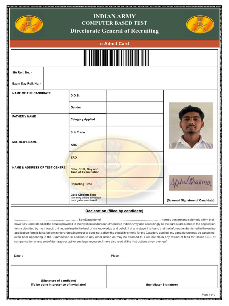 Admit Card | PDF | Identity Document