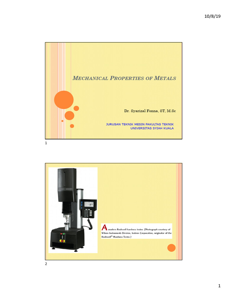 07 Mechanical Properties of Metals I | PDF | Deformation (Engineering ...