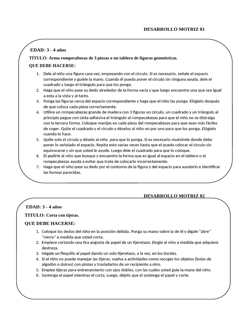 Desarrollo Motriz 3 A 4 | PDF