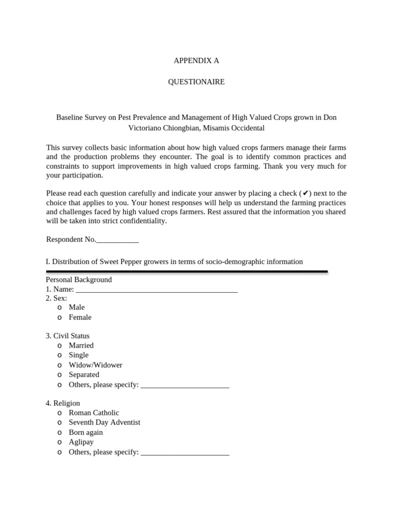 Questionnaire - SWEET-PEPPER Vol 1 | PDF | Insecticide | Pest (Organism)