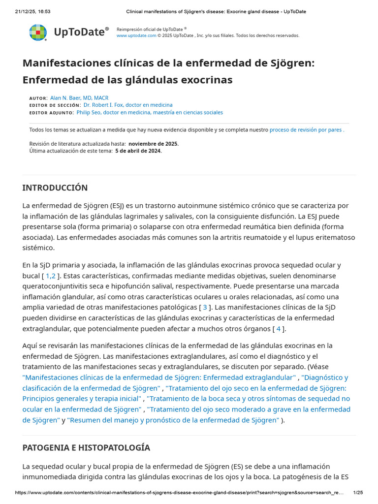 Manifestaciones Glandulares Sjogren | PDF | Especialidades Medicas ...