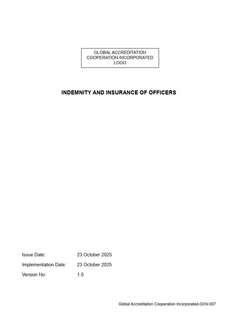 GOV 007 Indemnity and Insurance of Officers v1.0 | PDF