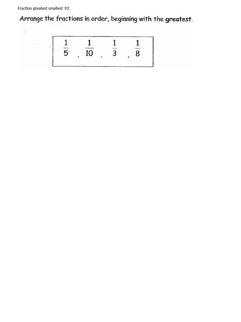 Fraction Greatest Smallest P2 | PDF