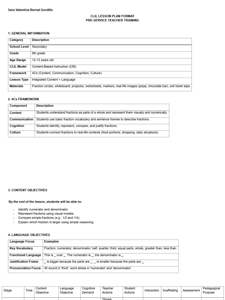 Clil Lesson Plan - Format | PDF | Linguistics | Cognitive Psychology