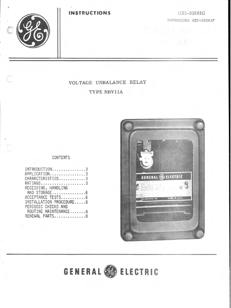 GEI-50261G Voltage Unbalance Relay Type NBV11A | PDF
