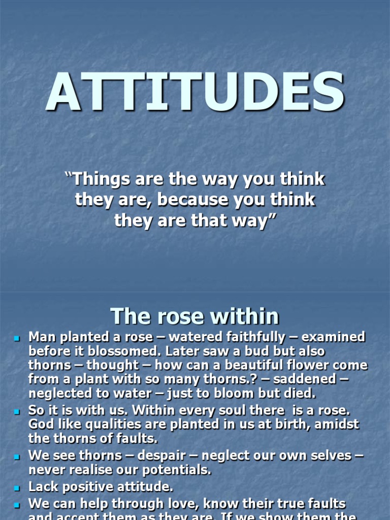 examples of attitudes of a person
