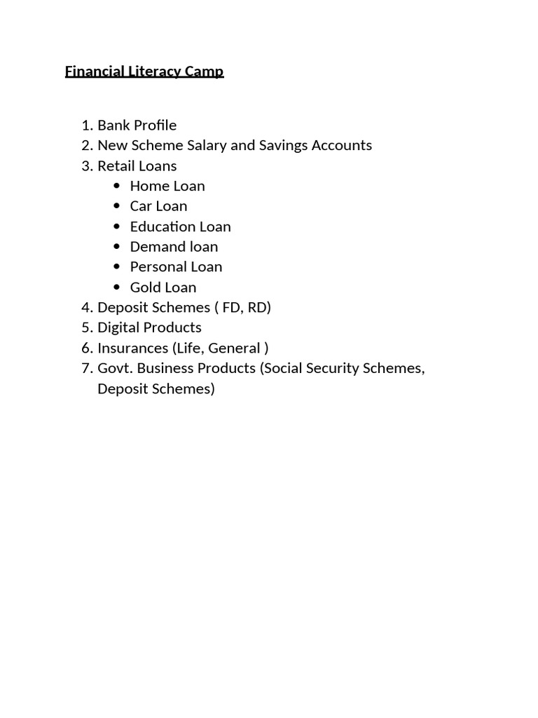 Financial Literacy Camp | PDF
