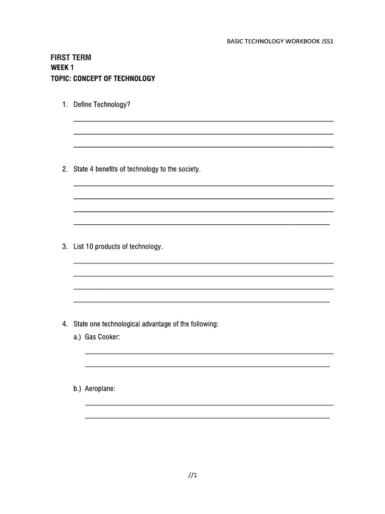 Basic Technology For Jss 1 | PDF
