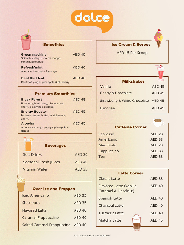 Dolce Menu - Jan 2024 | PDF | Drink | Wine