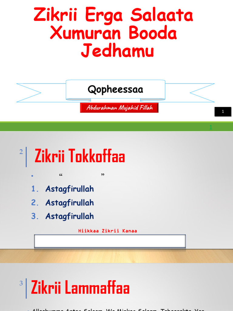 Zikrii Erga Salaata Xumuran Booda | PDF