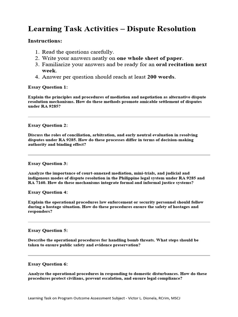 Learning Task Activities For Dispute | PDF