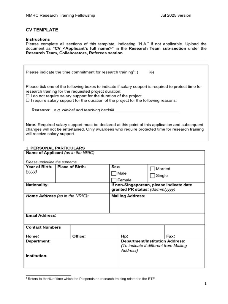 CV Template (RTF) - Jul 2025 | PDF