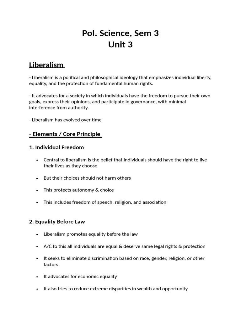Pol science (unit 3, sem 3) | PDF | Liberalism | Socialism