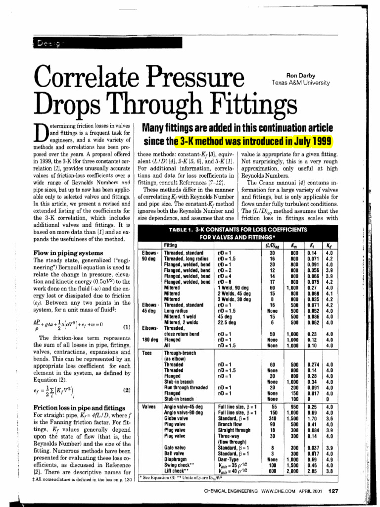 Ron Darby 3k Method 2001 | PDF | Pipe (Fluid Conveyance) | Hydraulics
