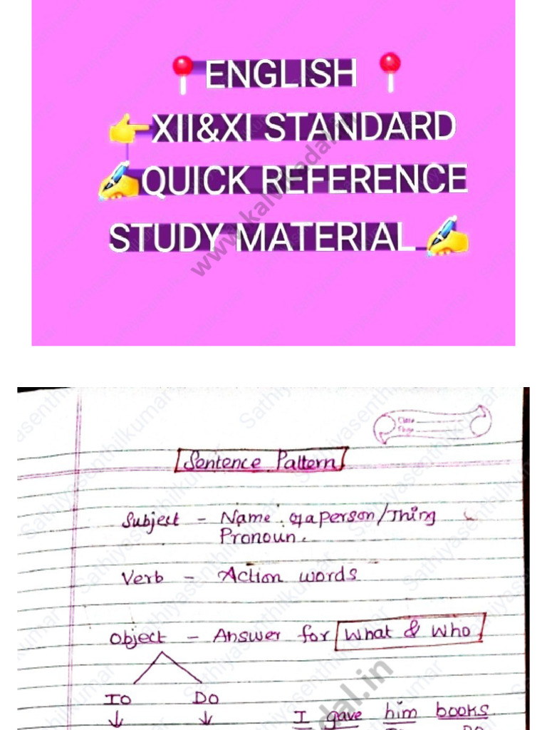 11th, 12th English Quick Reference Study Materials | PDF
