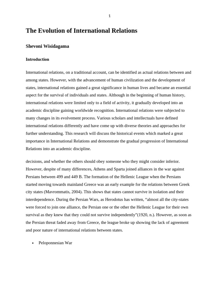The Evolution of International | PDF | Peloponnesian War | Greco ...