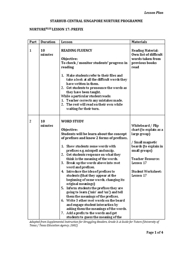 Lesson 17 - Prefix | Lesson | Lesson Plan