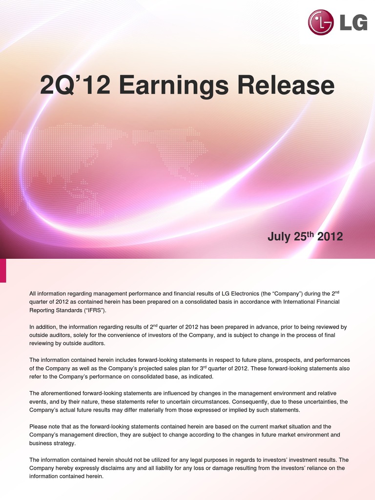LG Electronics.2Q2012 Earnings Presentation PDF Balance Sheet