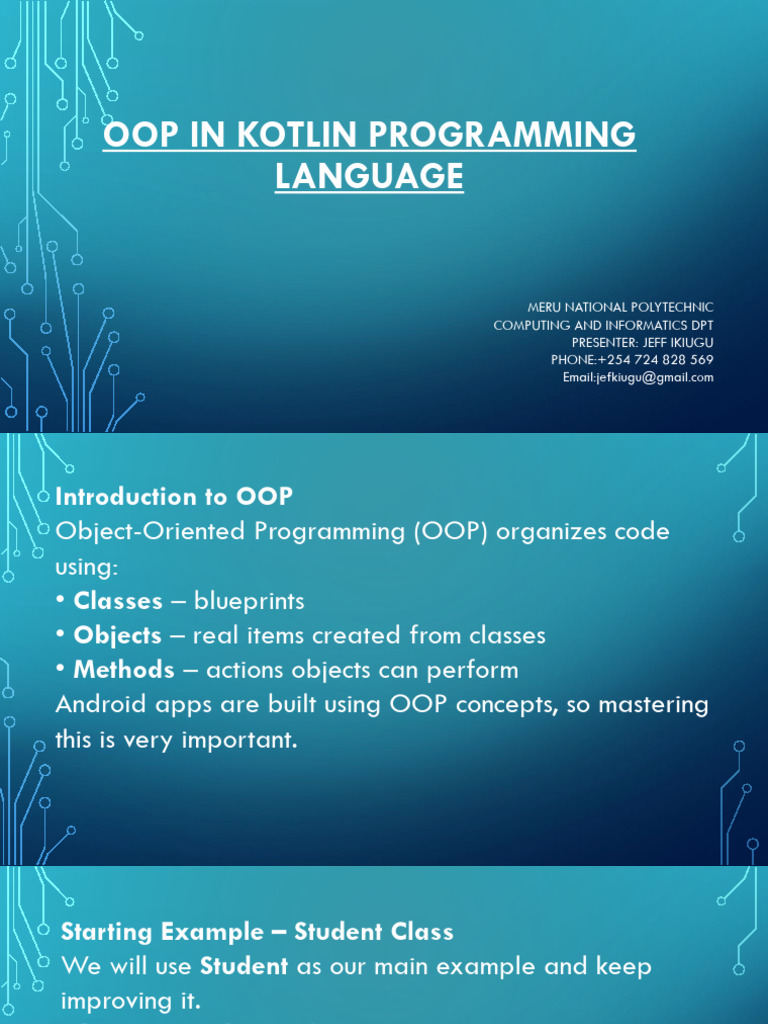 OOP in Kotlin Programming | PDF | Constructor (Object Oriented ...