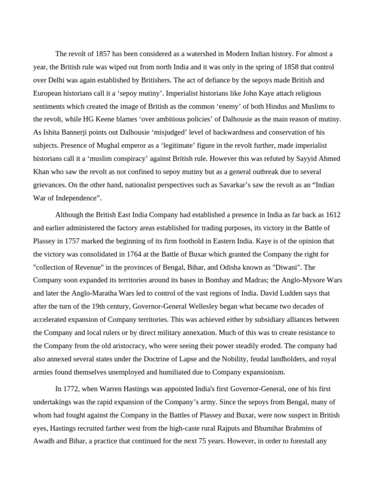 Revolt of 1857 | PDF | Indian Rebellion Of 1857 | British India