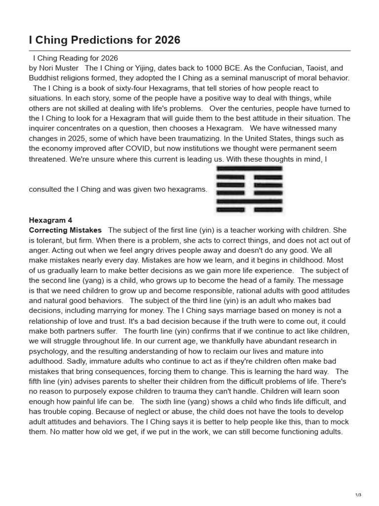 I Ching Predictions for 2026 | PDF | Behavioural Sciences | Cognition
