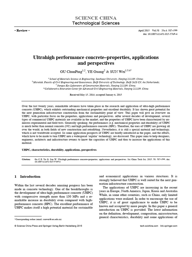 Ultrahigh Performance Concrete | PDF | Concrete | Cement