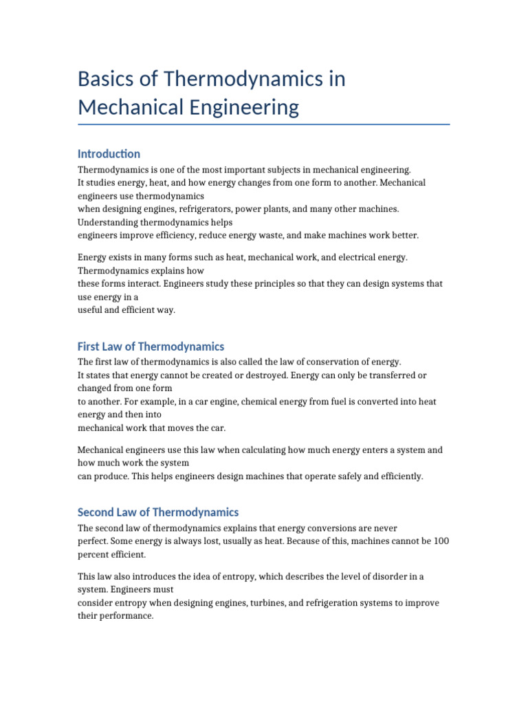 Mechanical Engineering Thermodynamics | PDF