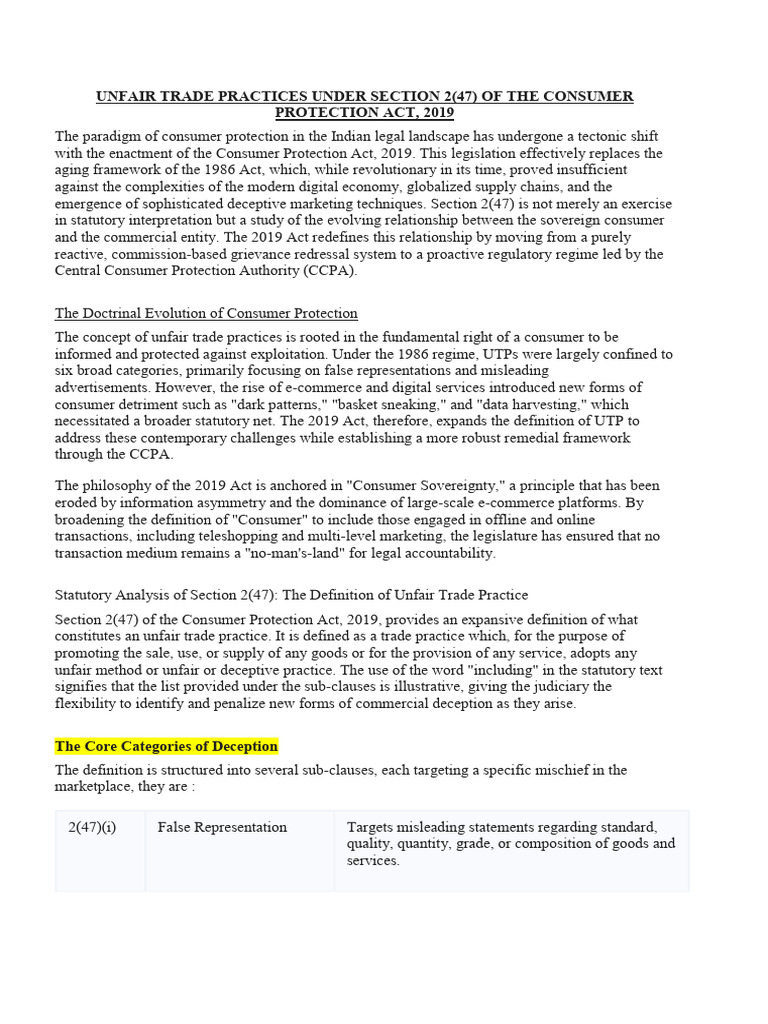 Unfair Trade Practices | PDF | Consumer Protection | False Advertising