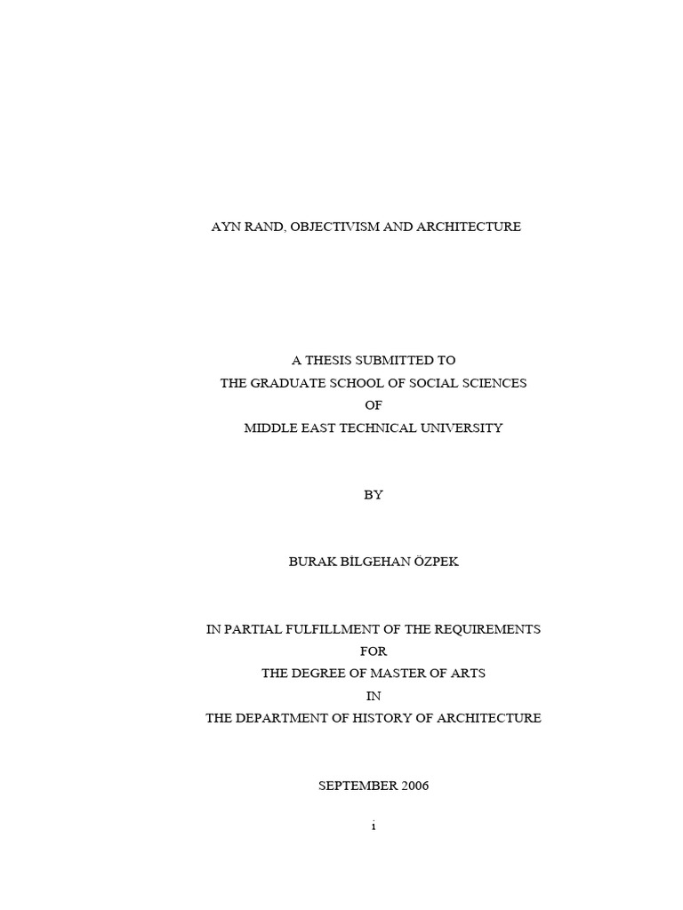 Bural Bilgehan Ozpek, Ayn Rand, Objectivism and Architecture | PDF ...