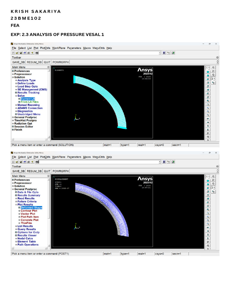 Exp 2.3 Analysis of Pressure Vesal 1 | PDF