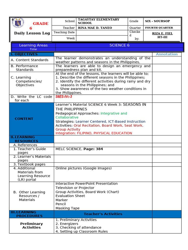 Science Week 3 Cot (2) | PDF | Rain | Monsoon