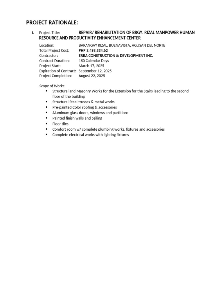 Project Rationale Rizal | PDF