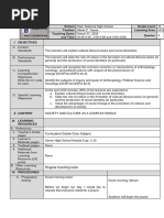 Senior High School Lesson Plan Example | PDF | Learning | Teachers