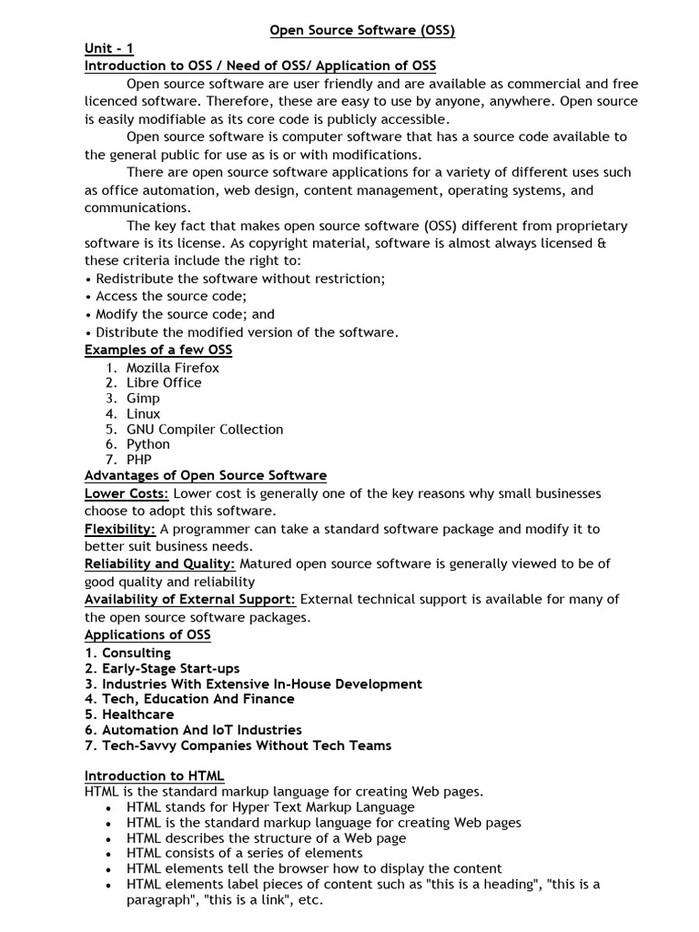 Oss - Unit 1 - Complete | PDF | World Wide Web | Internet & Web