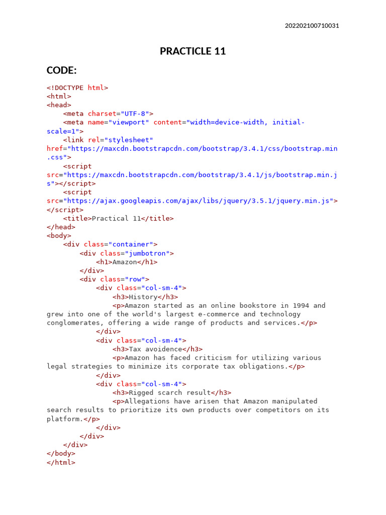 Practicle 11 Word | PDF