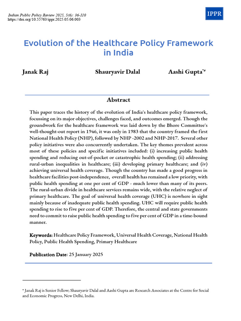 Evolution of The Healthcare Policy Framework | PDF | Public Health ...