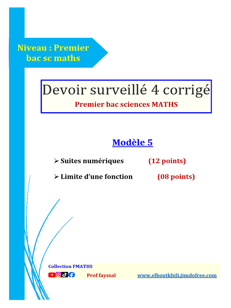 Devoir 4 1bac SM Modèle 5 | PDF | Mathématiques