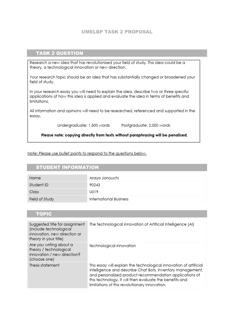 UMELBP Task 2 Proposal (E-Commerce) | PDF | Essays | Artificial ...