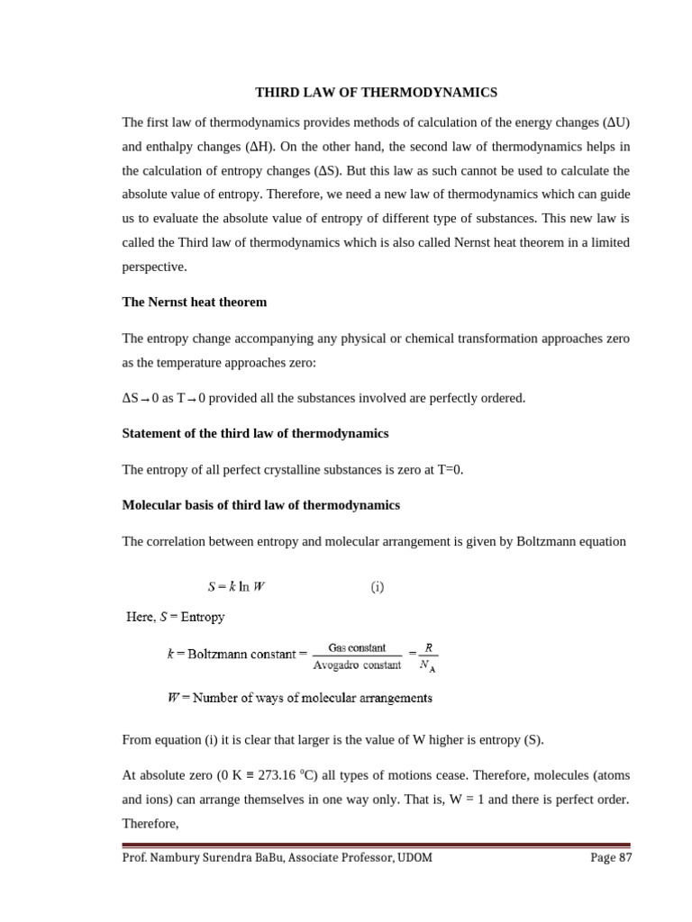 Third Law of Thermodynamics | PDF | Entropy | Laws Of Thermodynamics