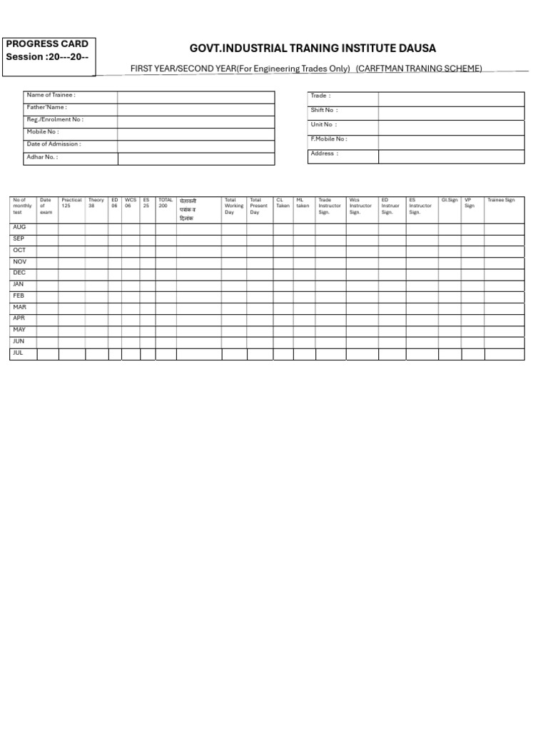 Prograss Card New | PDF