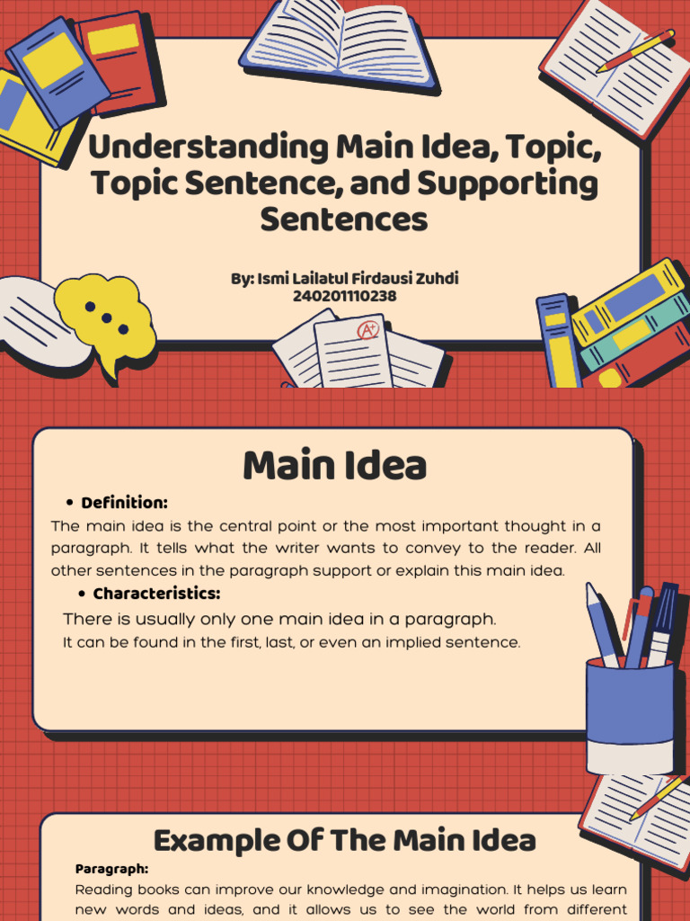 Understanding Main Idea, Topic, Topic Sentence, and Supporting ...