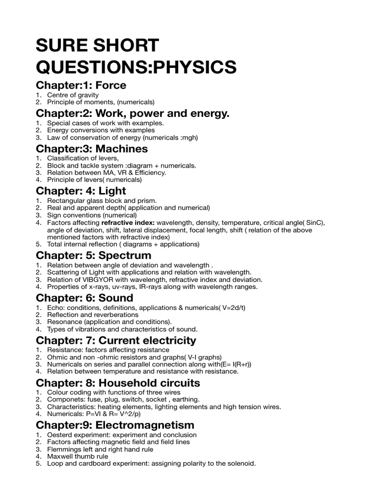 PHYSICS Sure Short Questions 2026 | PDF | Radioactive Decay ...